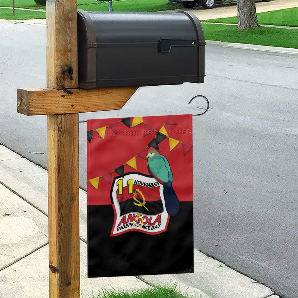Happy Angola Independence Day Garden Flag With Red-crested Turaco - African Pride