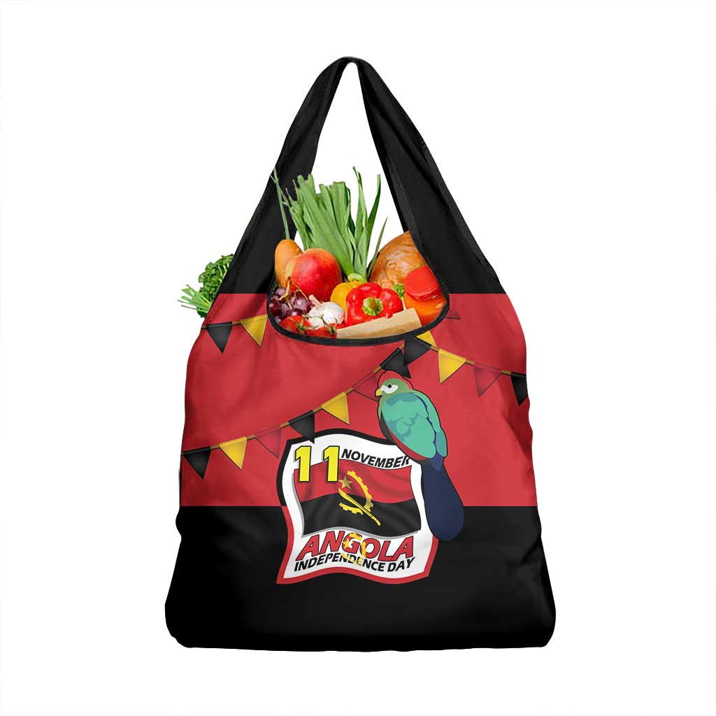 Happy Angola Independence Day Grocery Bag With Red-crested Turaco - African Pride