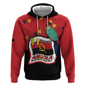Happy Angola Independence Day Hoodie With Red-crested Turaco - African Pride