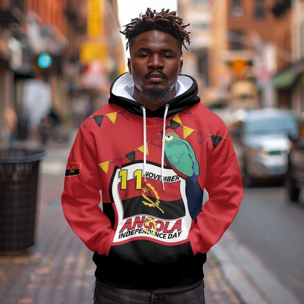 Happy Angola Independence Day Hoodie With Red-crested Turaco - African Pride