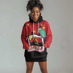 Happy Angola Independence Day Hoodie Dress With Red-crested Turaco - African Pride