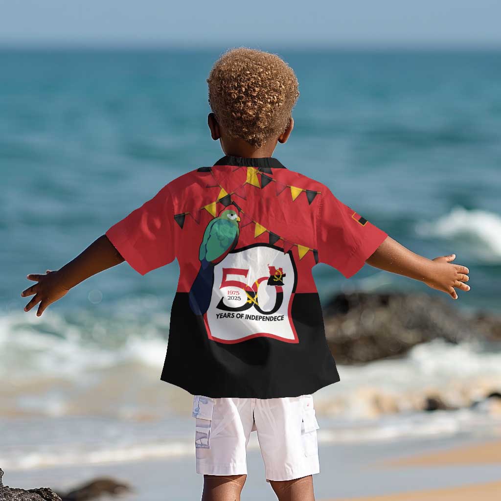 Happy Angola Independence Day Kid Hawaiian Shirt With Red-crested Turaco - African Pride