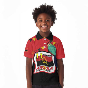 Happy Angola Independence Day Kid Polo Shirt With Red-crested Turaco - African Pride