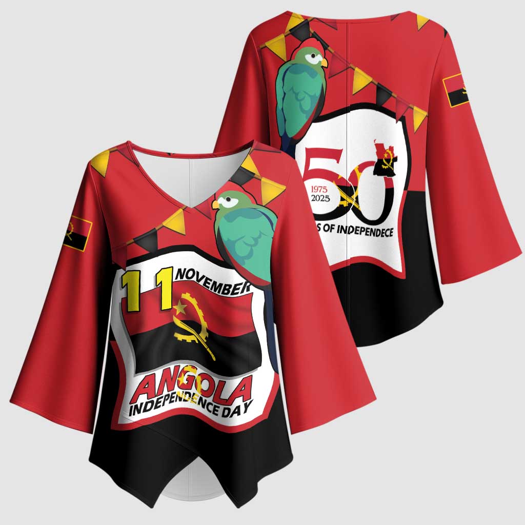 Happy Angola Kimono Sleeve Blouse 50 Years of Independence