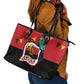 Happy Angola Independence Day Leather Tote Bag With Red-crested Turaco - African Pride
