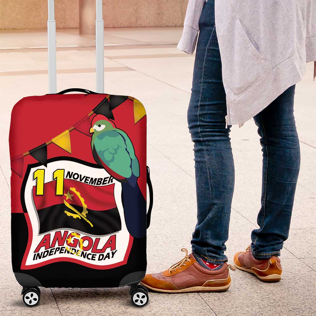 Happy Angola Independence Day Luggage Cover With Red-crested Turaco - African Pride