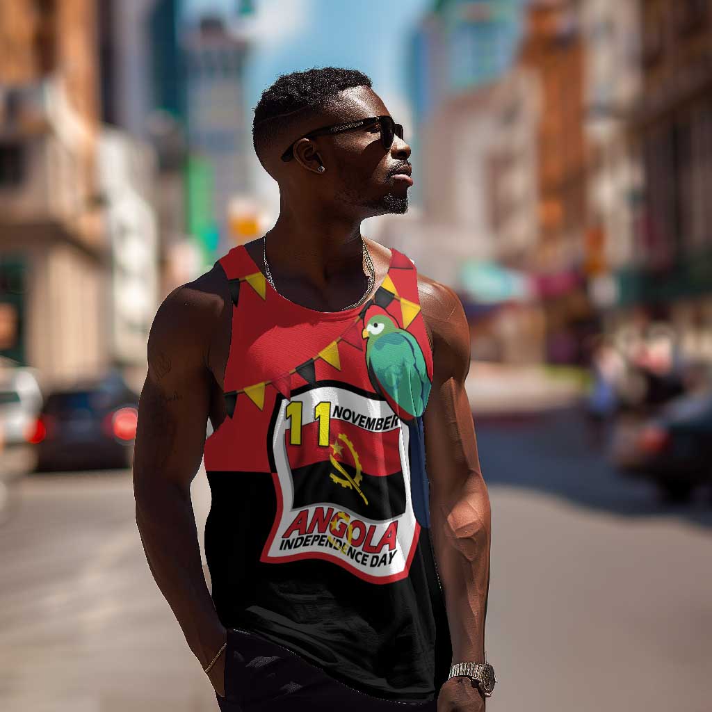 Happy Angola Independence Day Men Tank Top With Red-crested Turaco - African Pride
