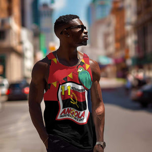 Happy Angola Independence Day Men Tank Top With Red-crested Turaco - African Pride