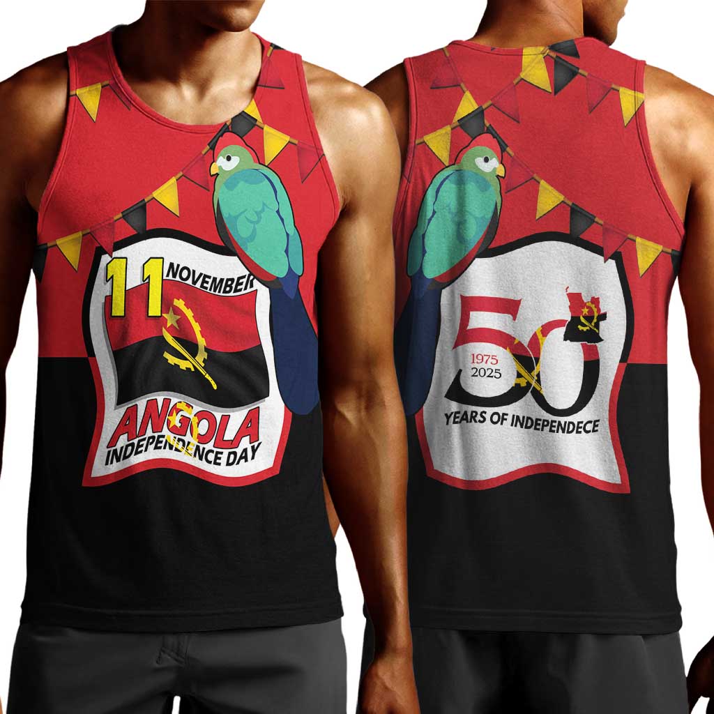 Happy Angola Independence Day Men Tank Top With Red-crested Turaco - African Pride
