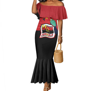 Happy Angola Independence Day Mermaid Dress With Red-crested Turaco - African Pride