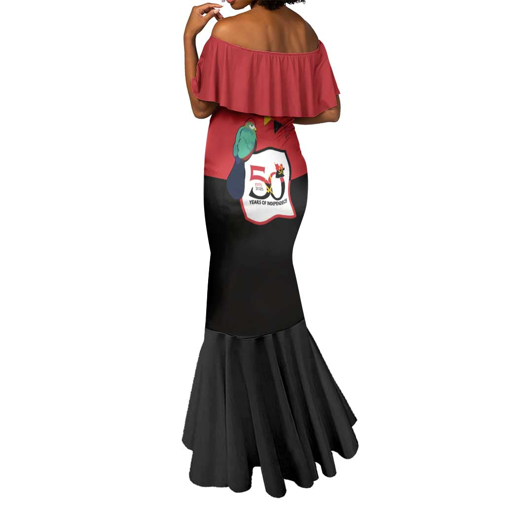 Happy Angola Independence Day Mermaid Dress With Red-crested Turaco - African Pride