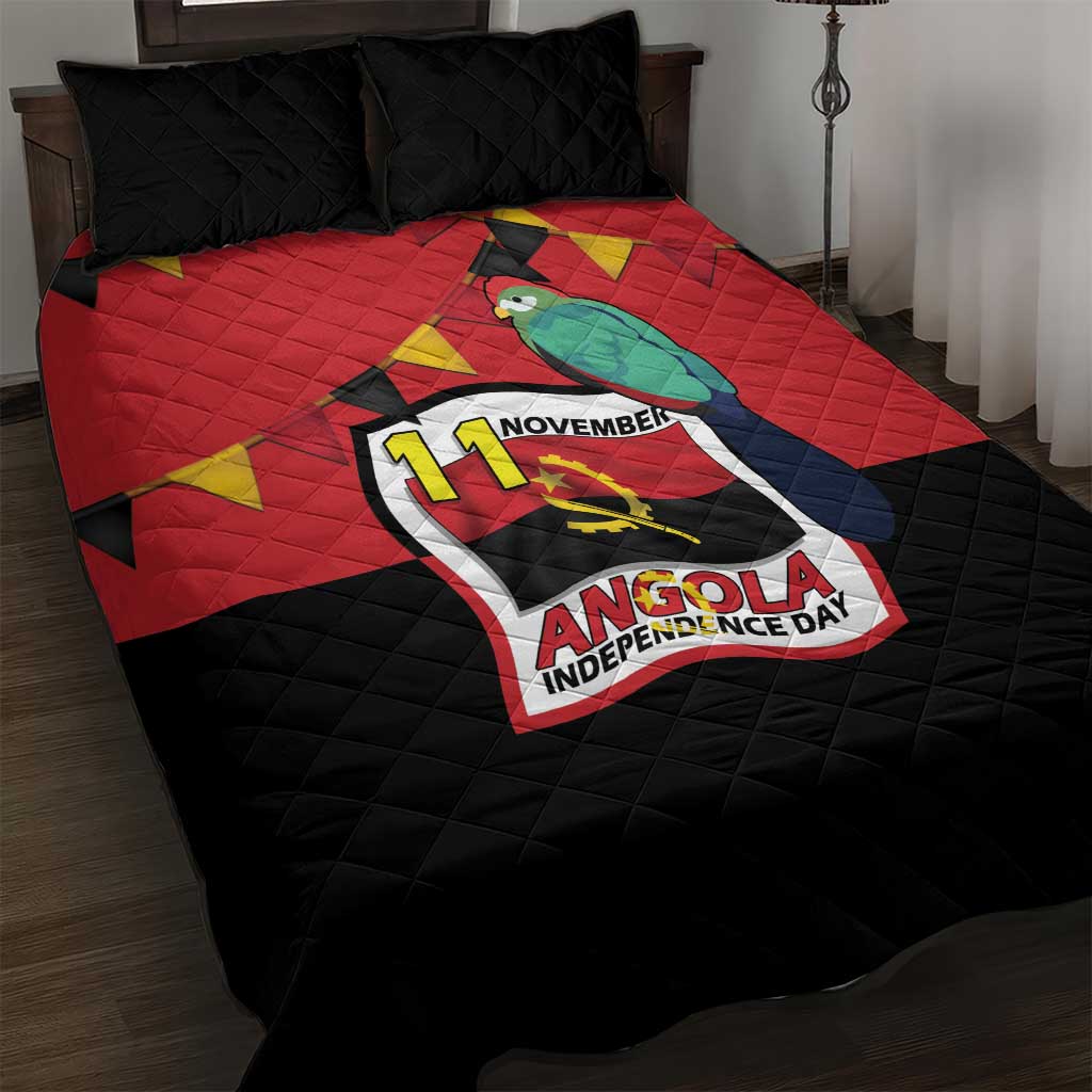 Happy Angola Independence Day Quilt Bed Set With Red-crested Turaco - African Pride