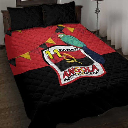 Happy Angola Independence Day Quilt Bed Set With Red-crested Turaco - African Pride