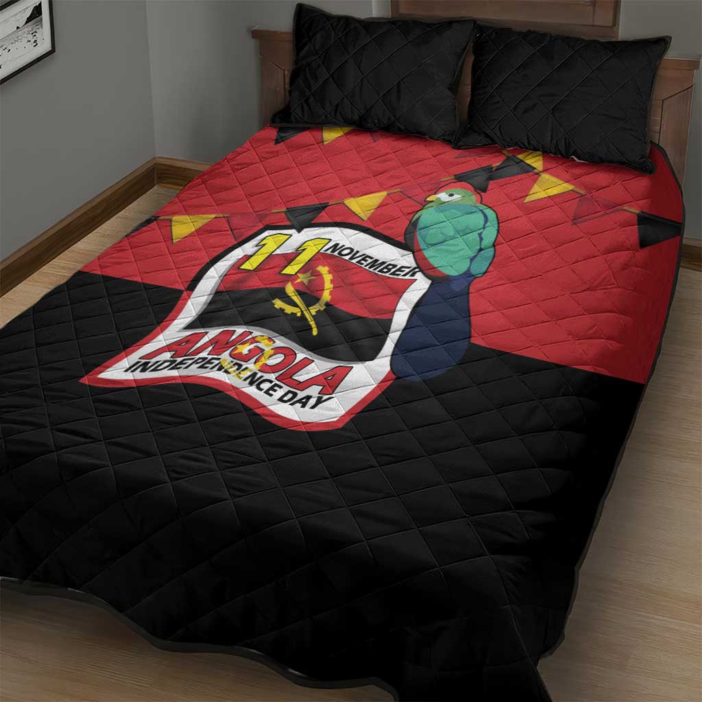 Happy Angola Independence Day Quilt Bed Set With Red-crested Turaco - African Pride
