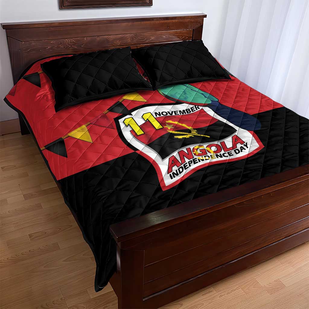 Happy Angola Independence Day Quilt Bed Set With Red-crested Turaco - African Pride
