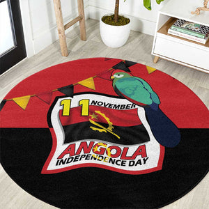 Happy Angola Independence Day Round Carpet With Red-crested Turaco - African Pride