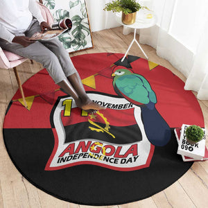 Happy Angola Independence Day Round Carpet With Red-crested Turaco - African Pride