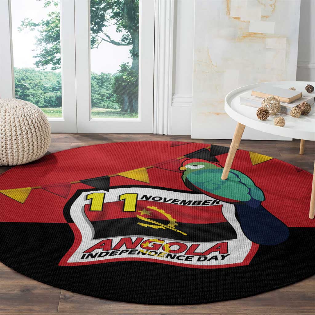 Happy Angola Independence Day Round Carpet With Red-crested Turaco - African Pride