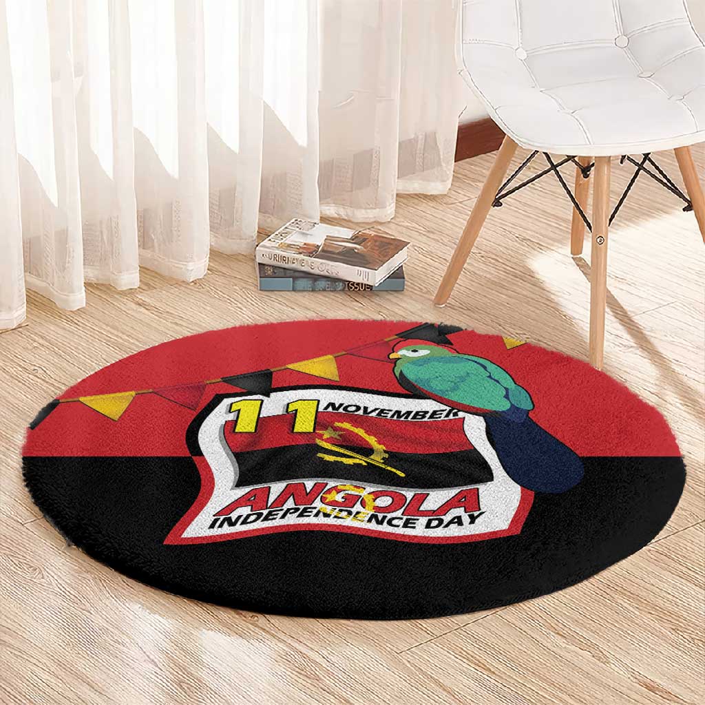 Happy Angola Independence Day Round Carpet With Red-crested Turaco - African Pride