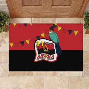 Happy Angola Independence Day Rubber Doormat With Red-crested Turaco - African Pride