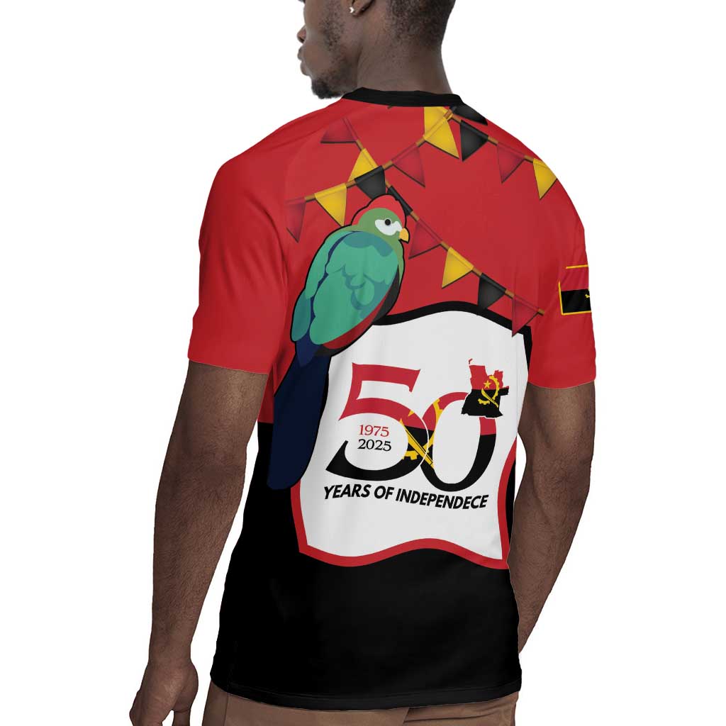 Happy Angola Independence Day Rugby Jersey With Red-crested Turaco - African Pride