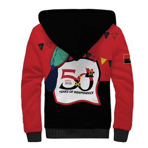 Happy Angola Independence Day Sherpa Hoodie With Red-crested Turaco - African Pride