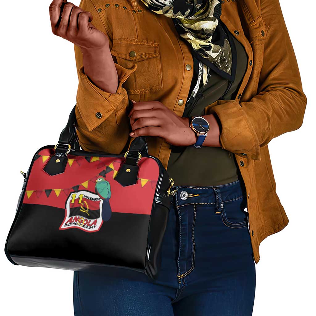 Happy Angola Independence Day Shoulder Handbag With Red-crested Turaco - African Pride