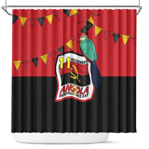 Happy Angola Independence Day Shower Curtain With Red-crested Turaco - African Pride