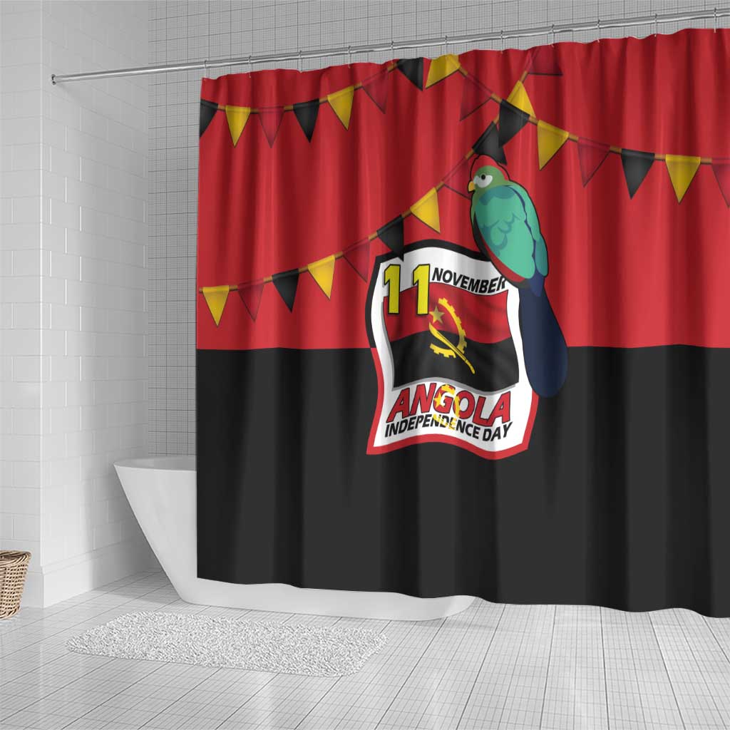 Happy Angola Independence Day Shower Curtain With Red-crested Turaco - African Pride