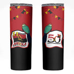 Happy Angola Independence Day Skinny Tumbler With Red-crested Turaco - African Pride