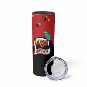 Happy Angola Independence Day Skinny Tumbler With Red-crested Turaco - African Pride