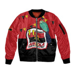 Happy Angola Independence Day Sleeve Zip Bomber Jacket With Red-crested Turaco - African Pride