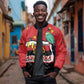 Happy Angola Independence Day Sleeve Zip Bomber Jacket With Red-crested Turaco - African Pride