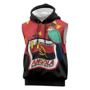 Happy Angola Independence Day Sleeveless Hoodie With Red-crested Turaco - African Pride