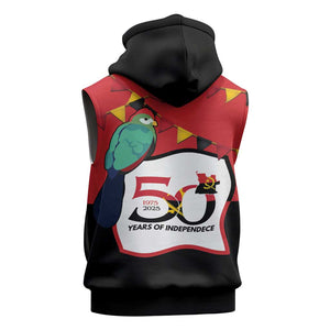 Happy Angola Independence Day Sleeveless Hoodie With Red-crested Turaco - African Pride