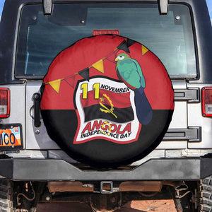 Happy Angola Independence Day Spare Tire Cover With Red-crested Turaco - African Pride