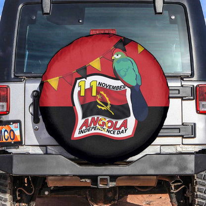 Happy Angola Independence Day Spare Tire Cover With Red-crested Turaco - African Pride