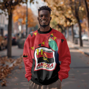 Happy Angola Independence Day Sweatshirt With Red-crested Turaco - African Pride