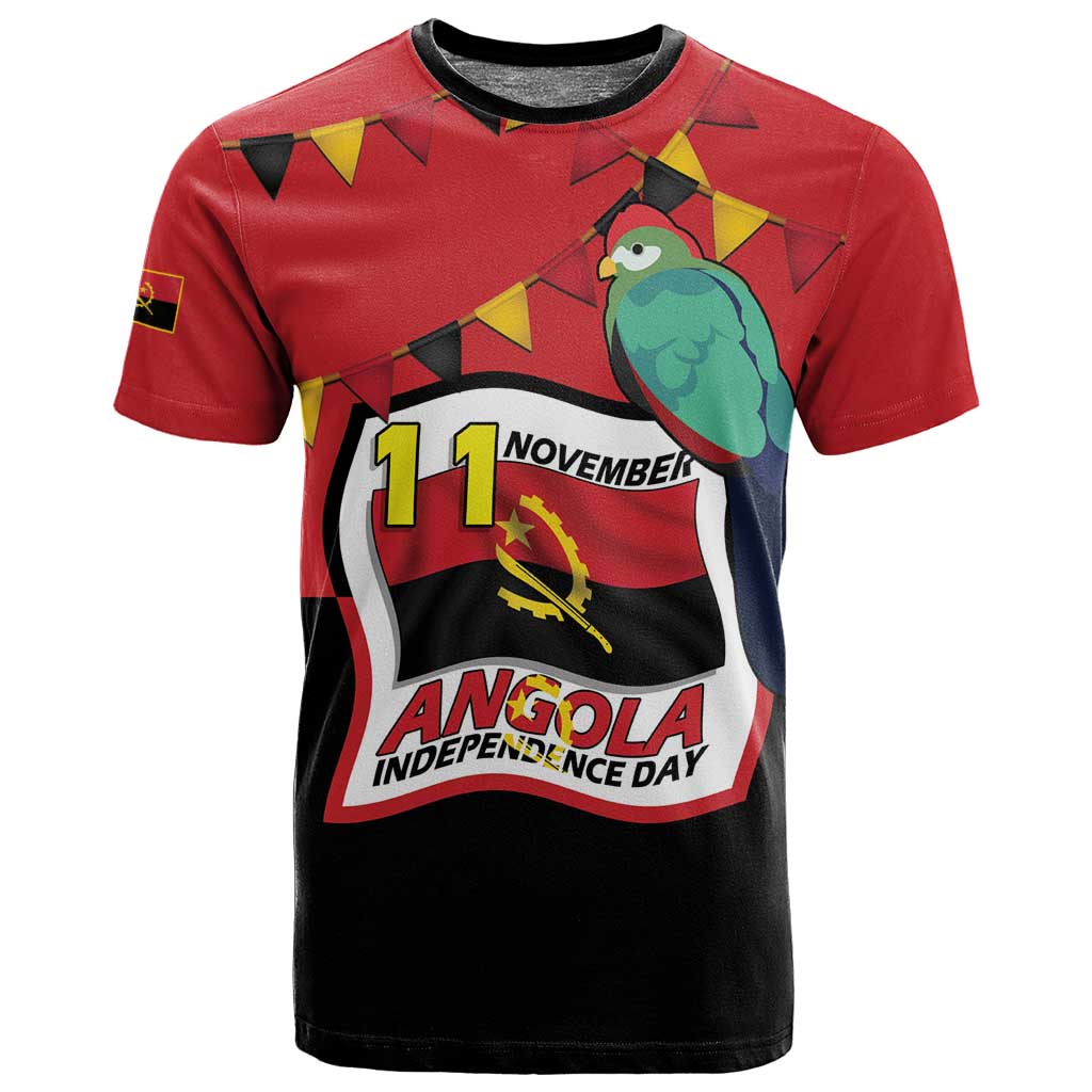 Happy Angola Independence Day T shirt With Red-crested Turaco - African Pride