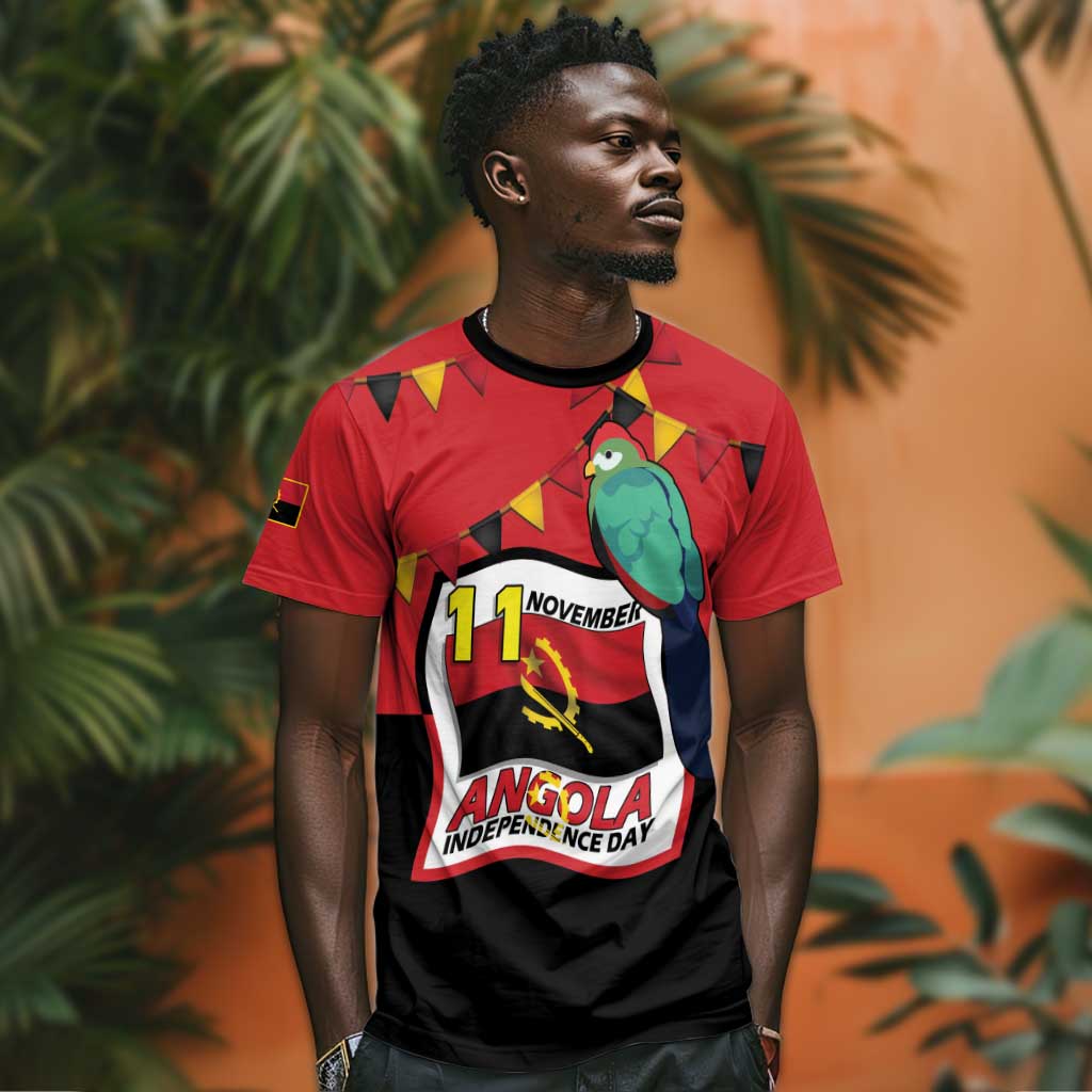 Happy Angola Independence Day T shirt With Red-crested Turaco - African Pride