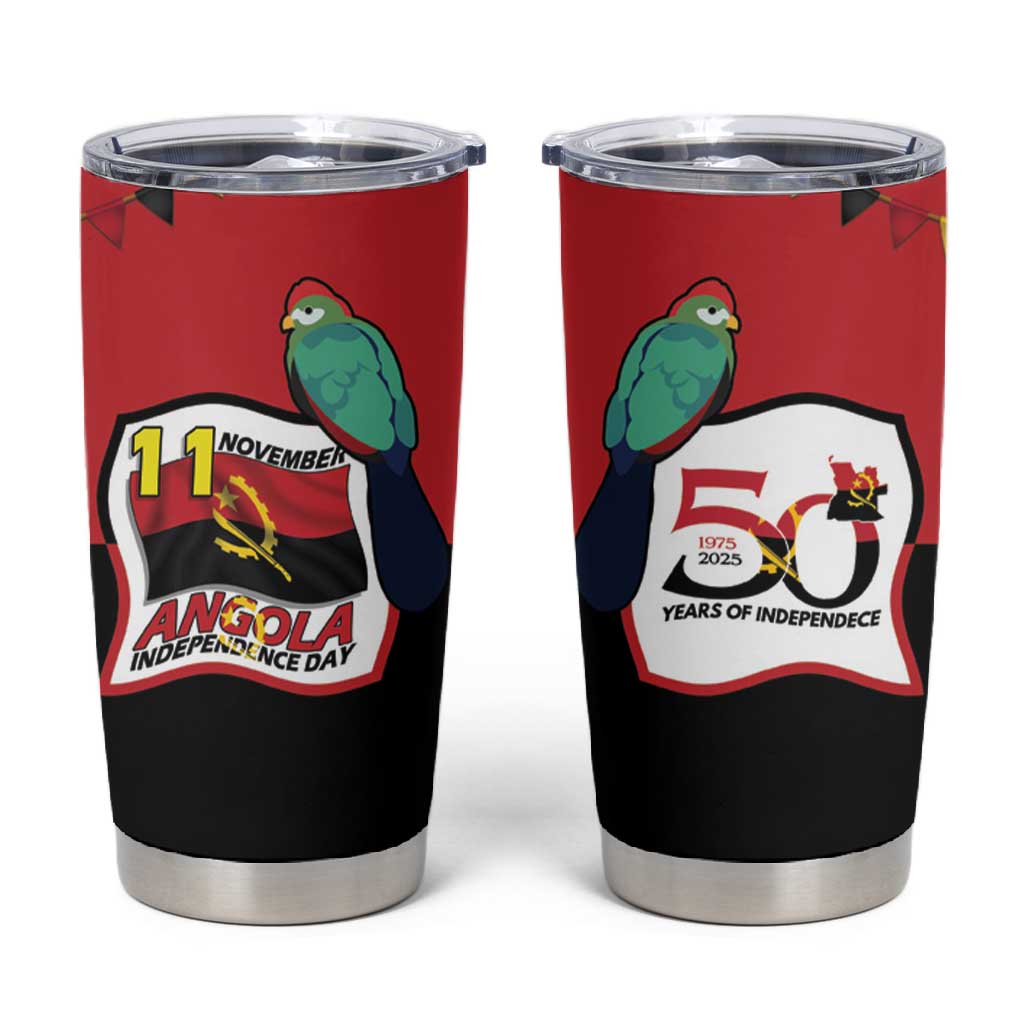 Happy Angola Independence Day Tumbler Cup With Red-crested Turaco - African Pride