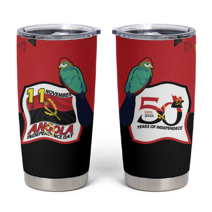 Happy Angola Independence Day Tumbler Cup With Red-crested Turaco - African Pride