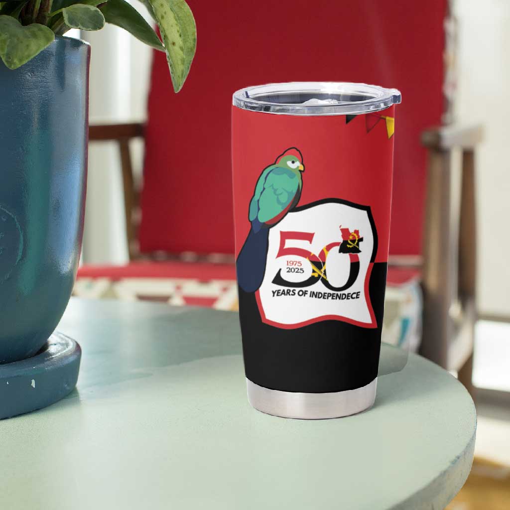Happy Angola Independence Day Tumbler Cup With Red-crested Turaco - African Pride