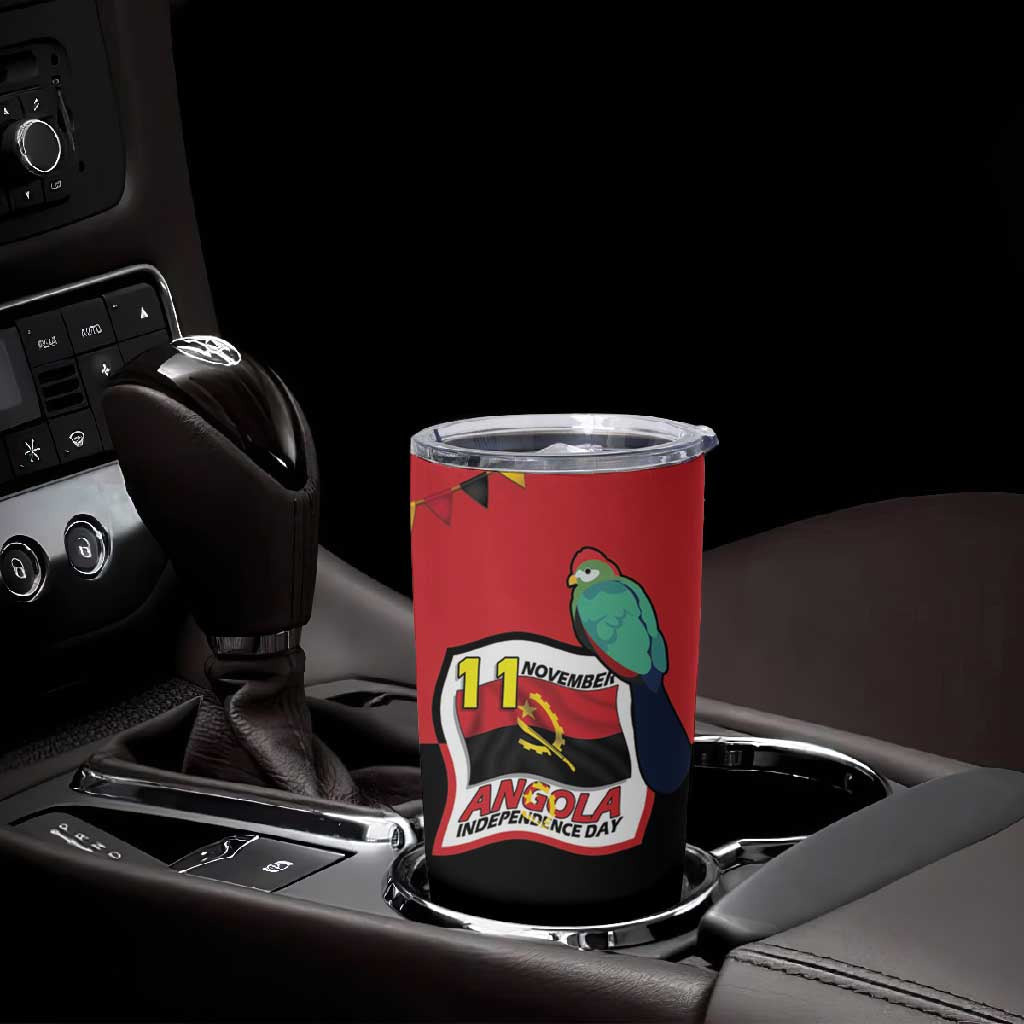 Happy Angola Independence Day Tumbler Cup With Red-crested Turaco - African Pride