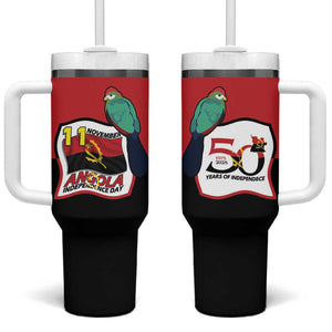 Happy Angola Independence Day Tumbler With Handle With Red-crested Turaco - African Pride