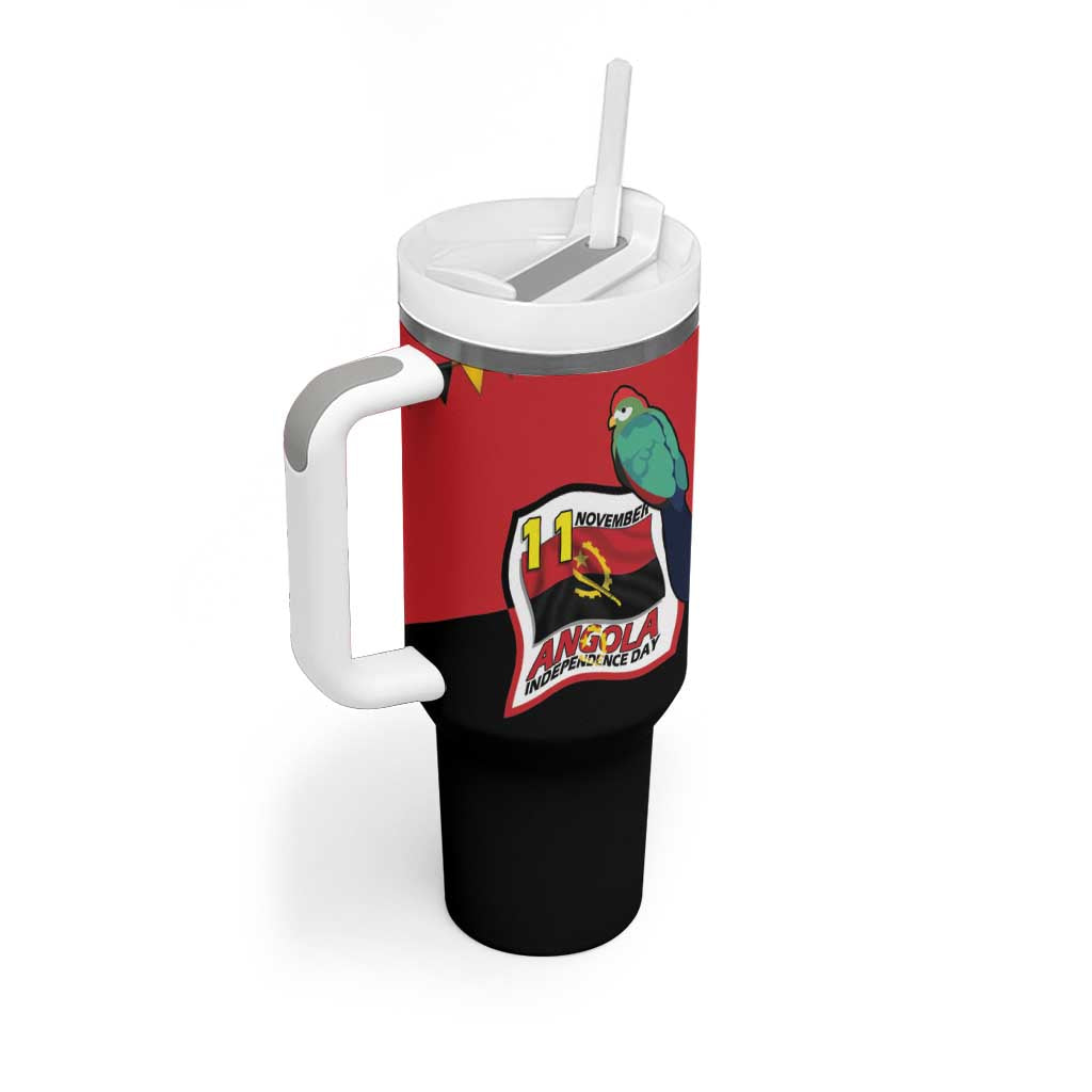 Happy Angola Independence Day Tumbler With Handle With Red-crested Turaco - African Pride