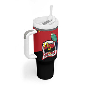 Happy Angola Independence Day Tumbler With Handle With Red-crested Turaco - African Pride
