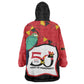 Happy Angola Independence Day Wearable Blanket Hoodie With Red-crested Turaco - African Pride