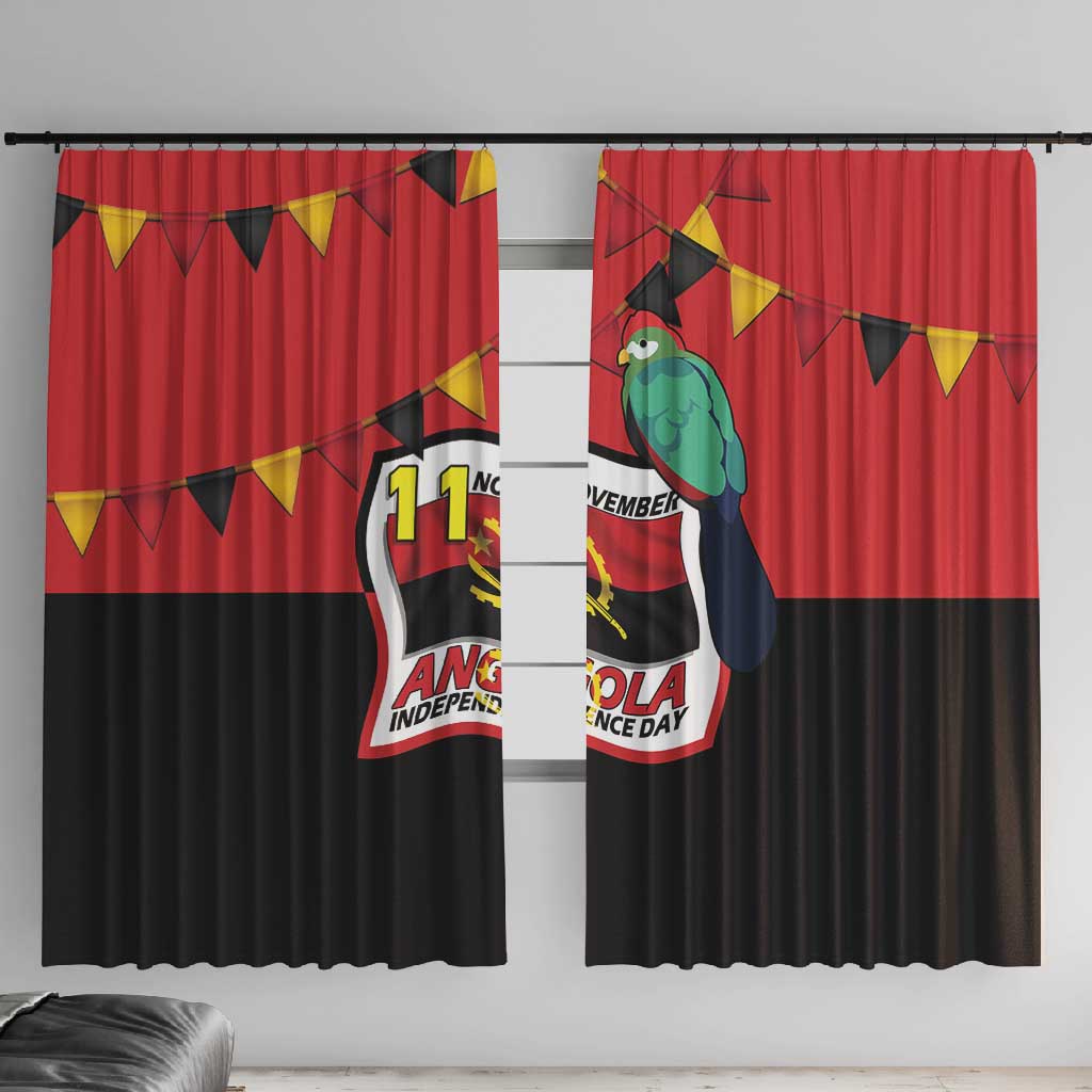 Happy Angola Independence Day Window Curtain With Red-crested Turaco - African Pride