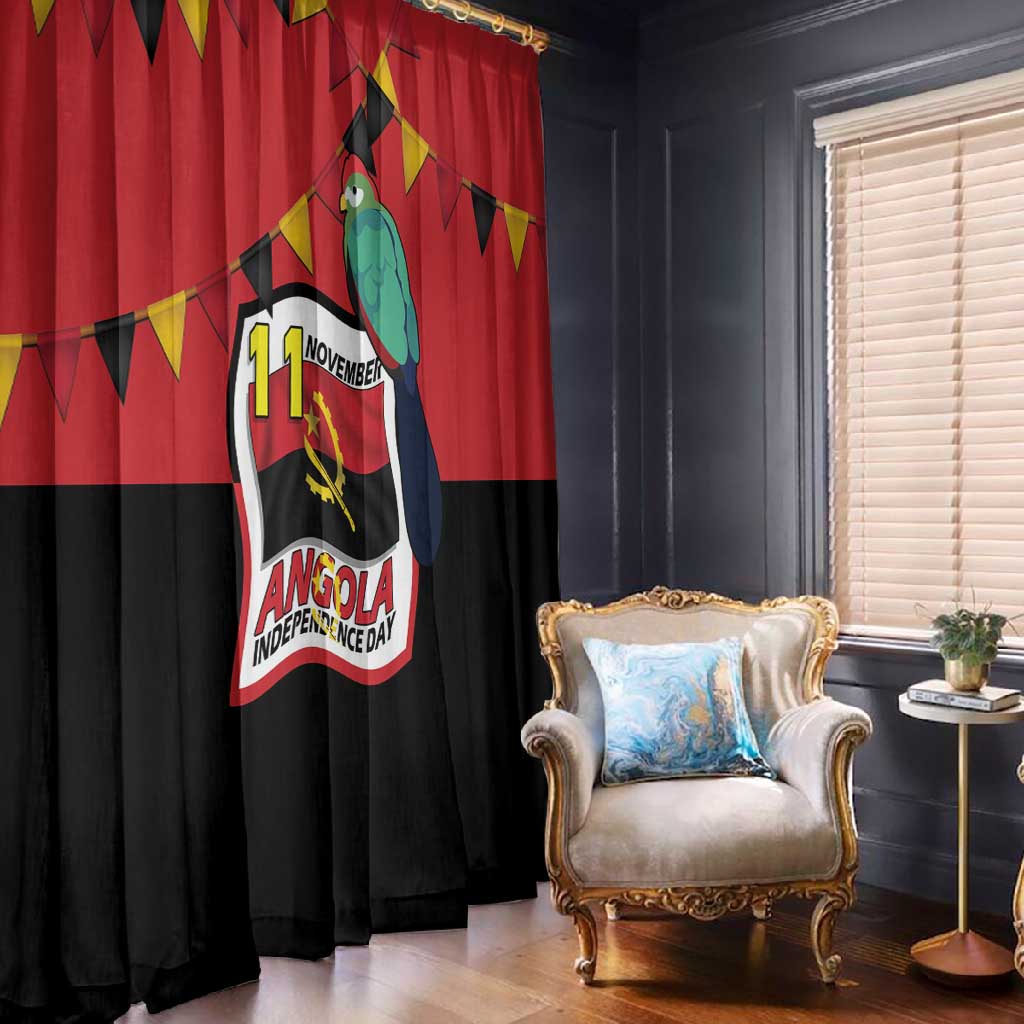Happy Angola Independence Day Window Curtain With Red-crested Turaco - African Pride
